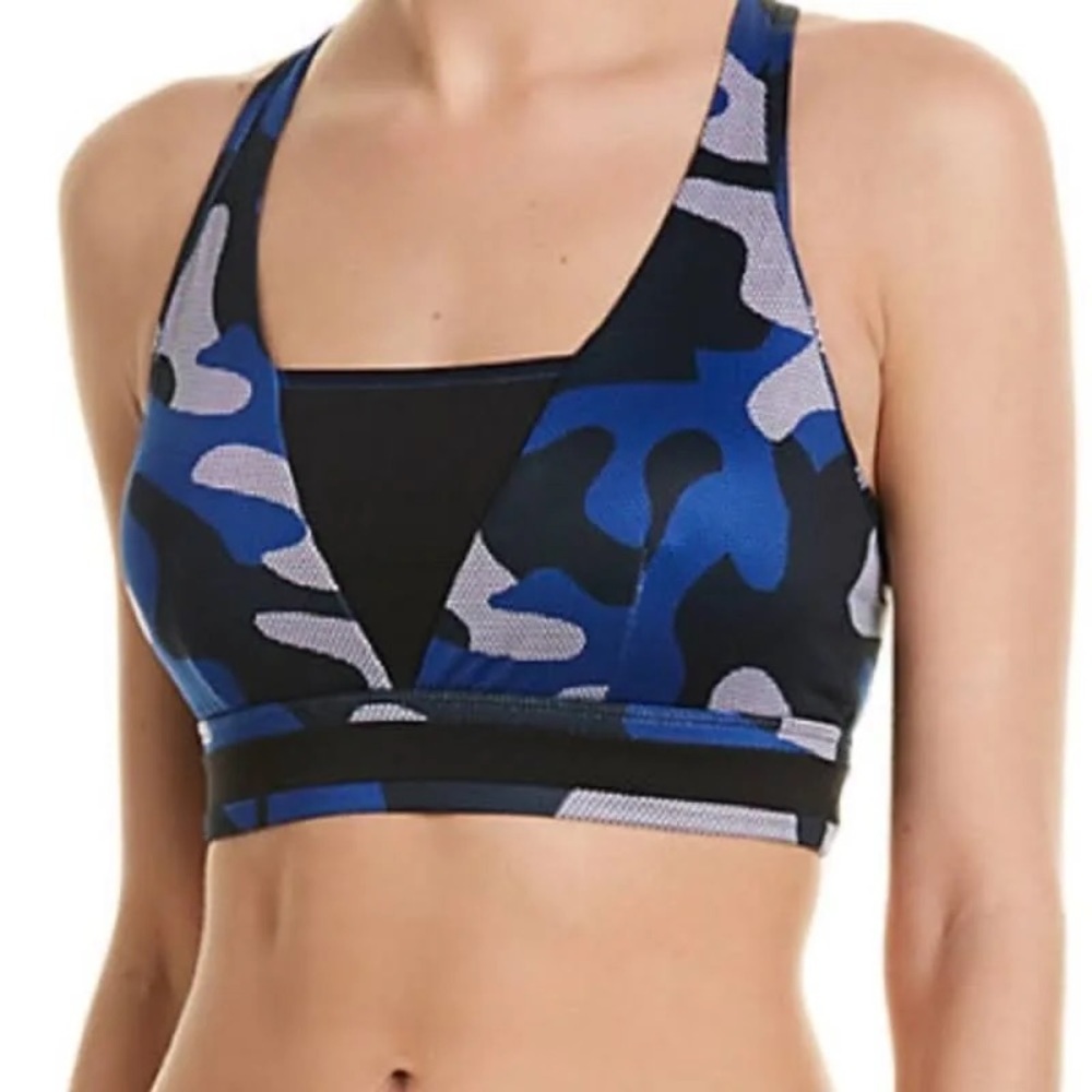 Sam Edelman Blue Black Camo Size XL Sports Bra